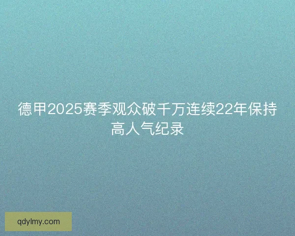 德甲2025赛季观众破千万连续22年保持高人气纪录