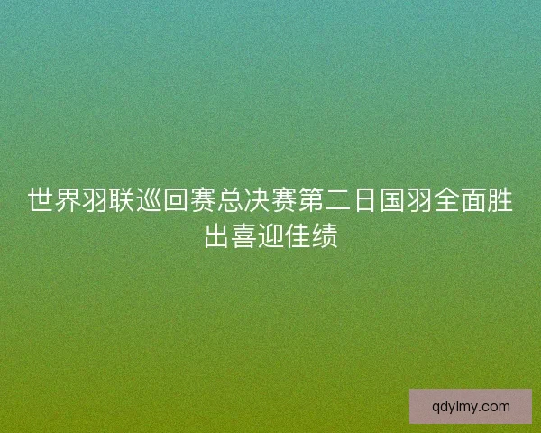 世界羽联巡回赛总决赛第二日国羽全面胜出喜迎佳绩 世界羽联巡回赛总决赛第二日国羽全面胜出喜迎佳绩