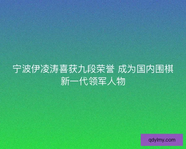宁波伊凌涛喜获九段荣誉 成为国内围棋新一代领军人物 宁波伊凌涛喜获九段荣誉 成为国内围棋新一代领军人物